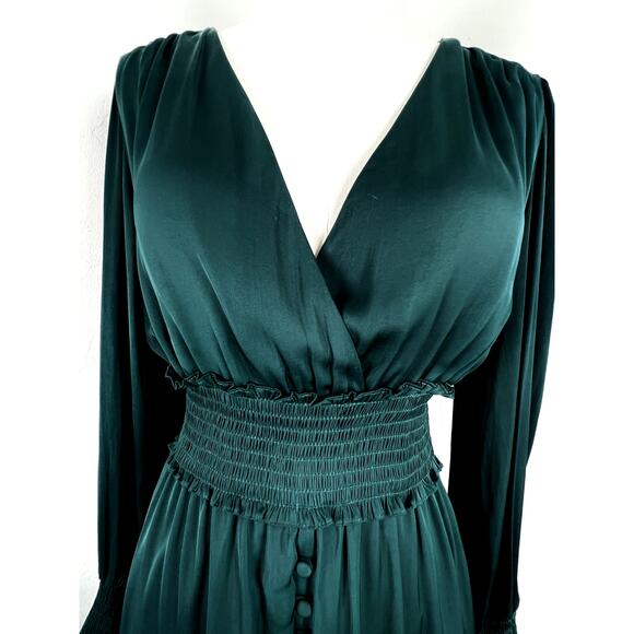 ROMANTIC LONG SLEEVE TEAL MIDI DRESS (Womans: Small) - Picture 2 of 12